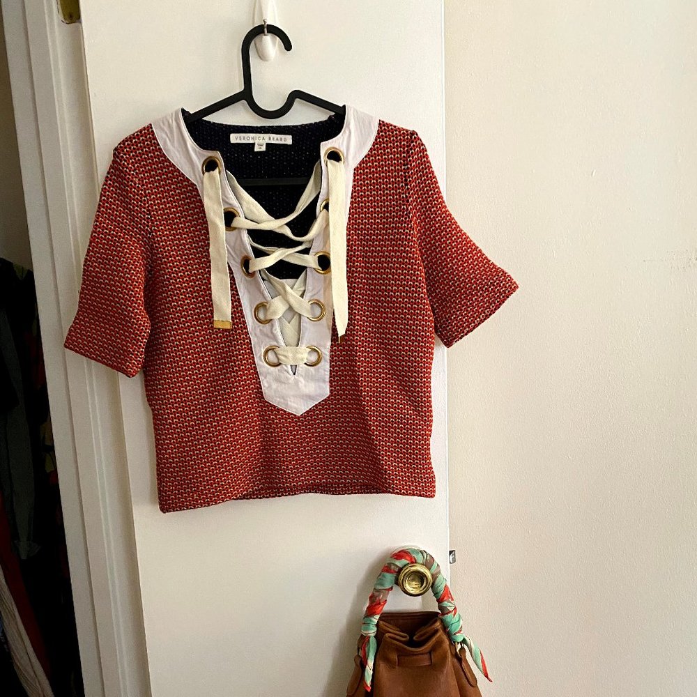 Veronica Beard Lace Up Crop Top